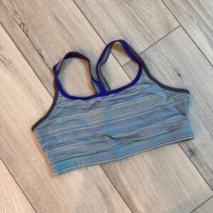 MPG Blue Striped Sport Bra Top